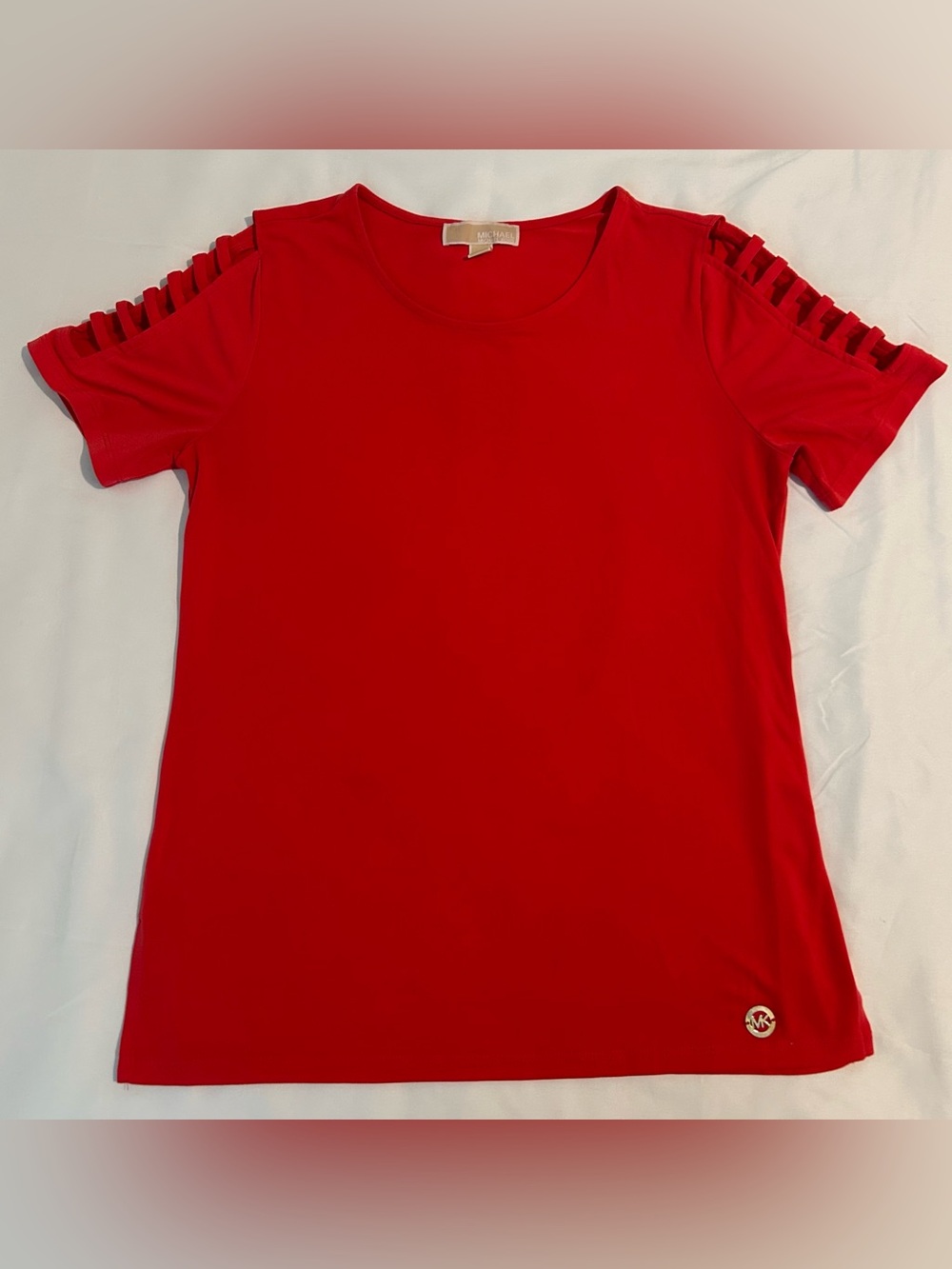 Michael Kors Women’s Small Coral Ladder Cutout Shoulder Top